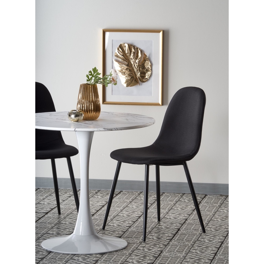 Mesa de comedor PACIS, acabado efecto mármol blanco/blanco