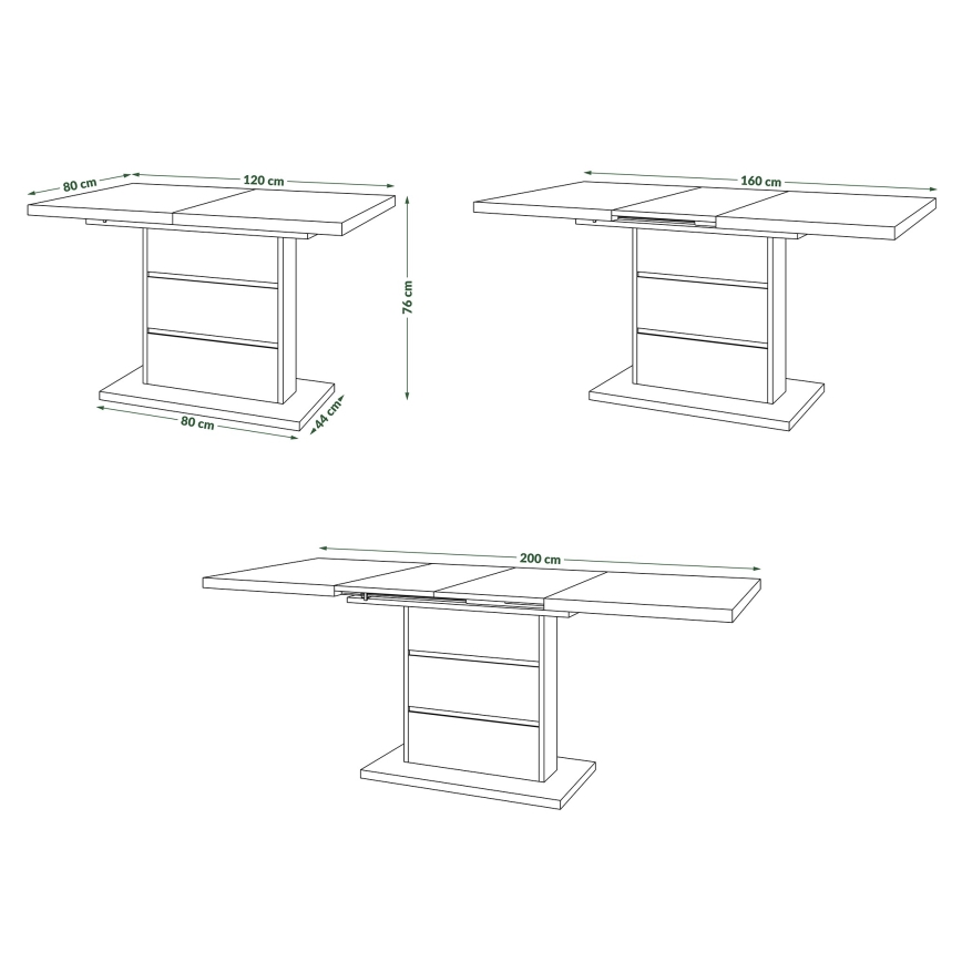 Mesa de comedor plegable PAOLO roble/negro
