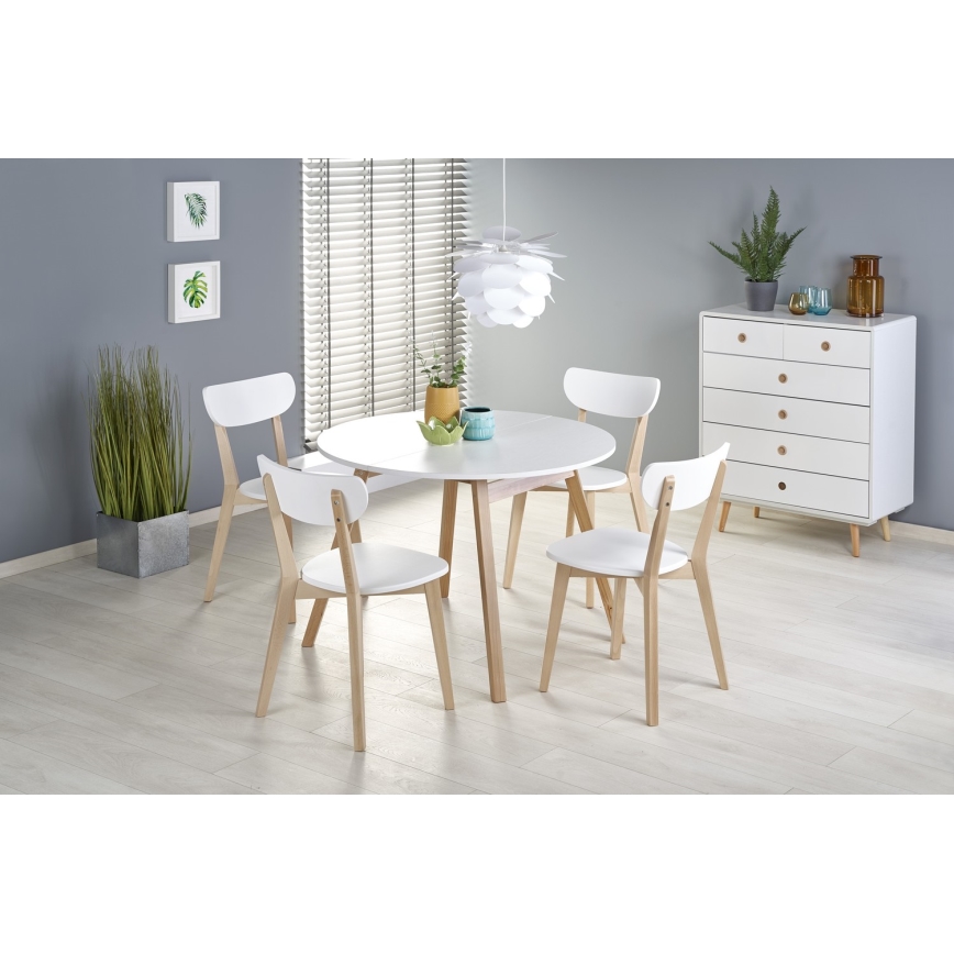 Mesa de comedor SOLINA blanco/roble