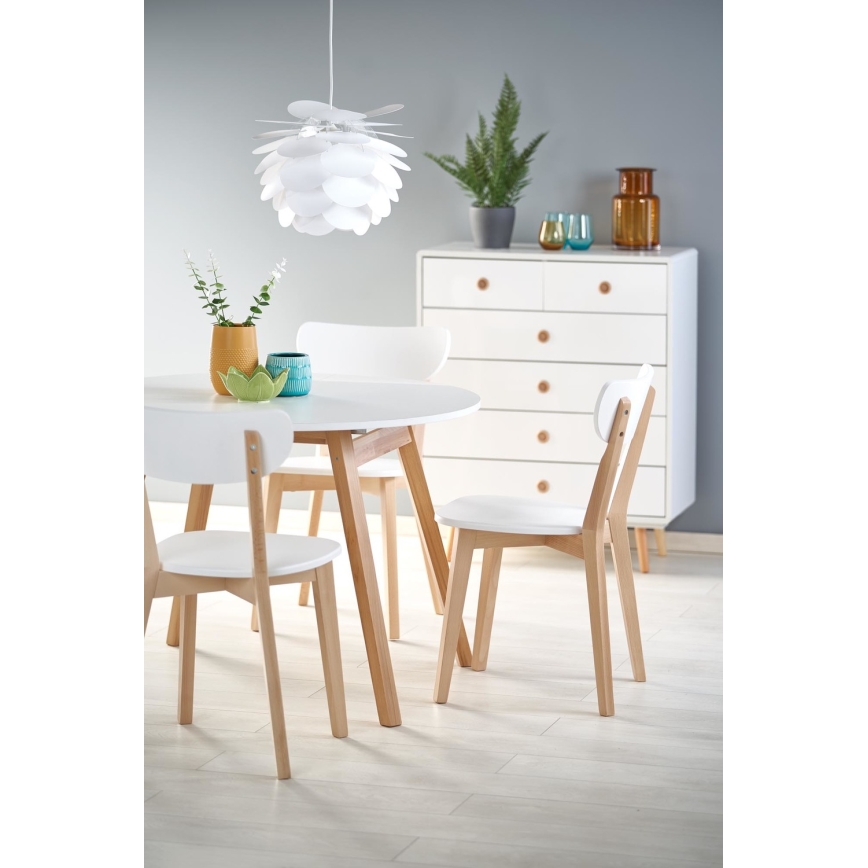 Mesa de comedor SOLINA blanco/roble