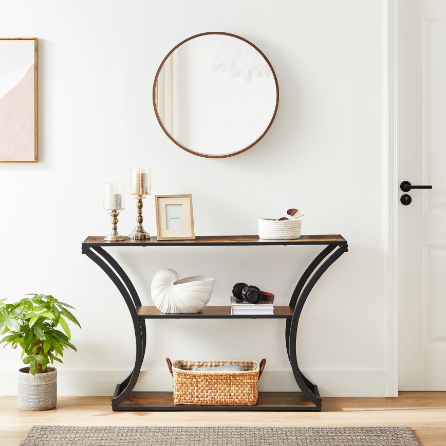 Mesa de consola ELDUR 120x30 cm marrón/negro