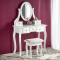 Mesa de tocador SARA 80x130 cm + stool 45x37 cm blanco