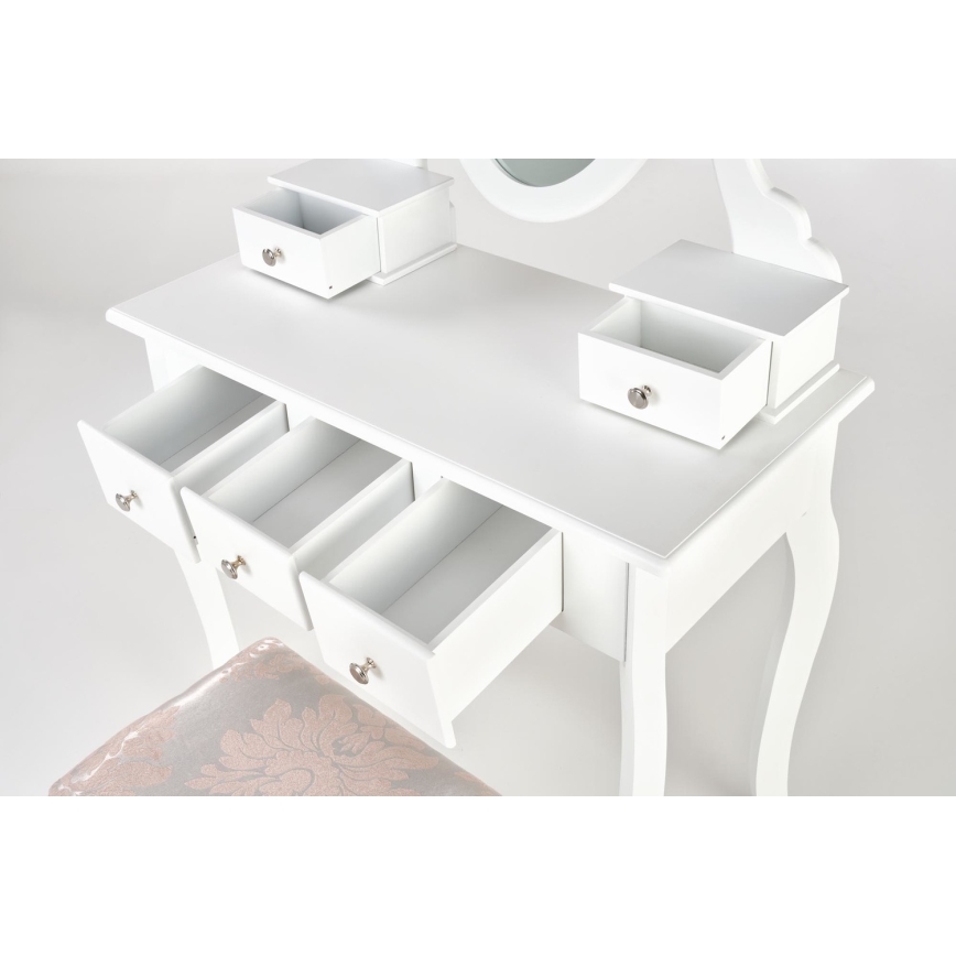 Mesa de tocador SARA 80x130 cm + stool 45x37 cm blanco