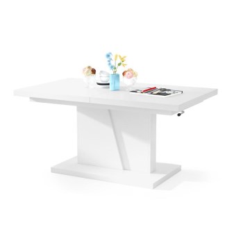 Mesa extensible de centro/comedor con tablero elevable NINO blanca