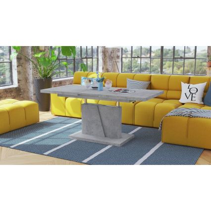 Mesa extensible de centro/comedor con tablero elevable NINO gris cemento