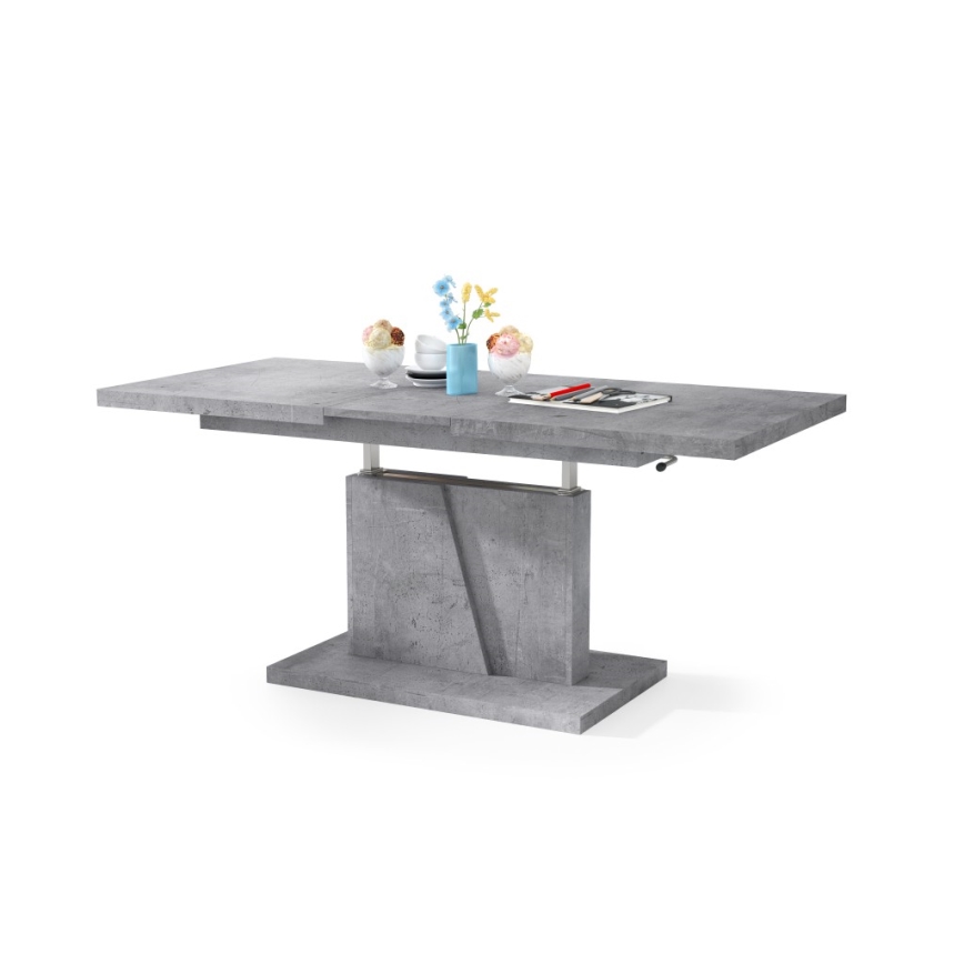 Mesa extensible de centro/comedor con tablero elevable NINO gris cemento