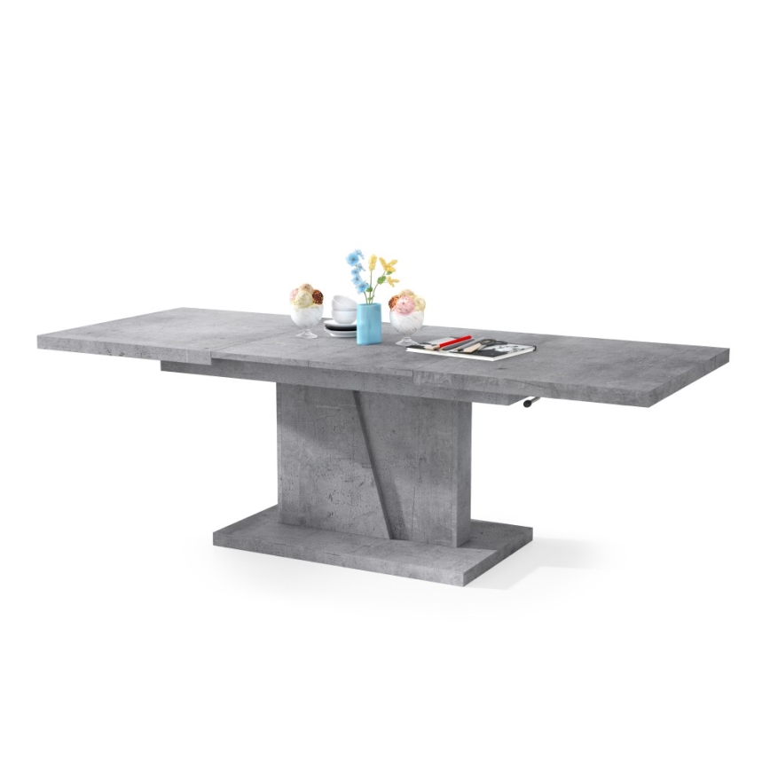 Mesa extensible de centro/comedor con tablero elevable NINO gris cemento