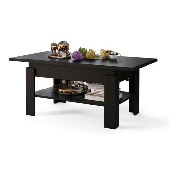 Mesa extensible de centro/comedor con tablero elevable ROY, negra