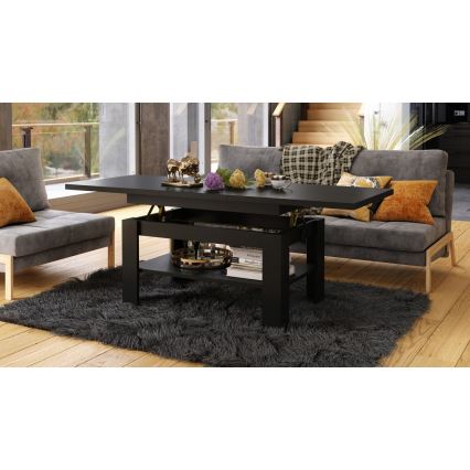 Mesa extensible de centro/comedor con tablero elevable ROY, negra