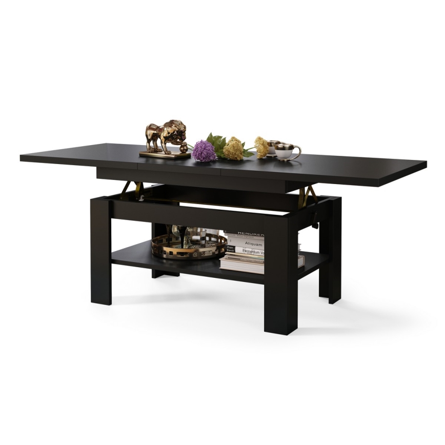 Mesa extensible de centro/comedor con tablero elevable ROY, negra