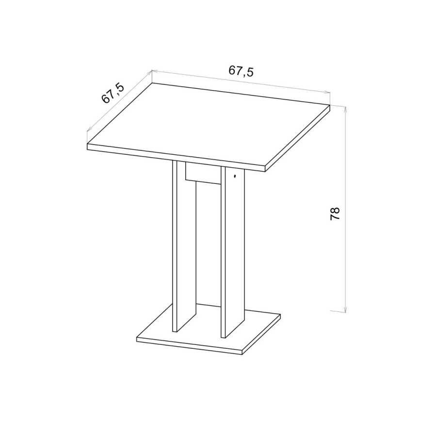 Mesa STRAPO 68x68 cm roble sonoma
