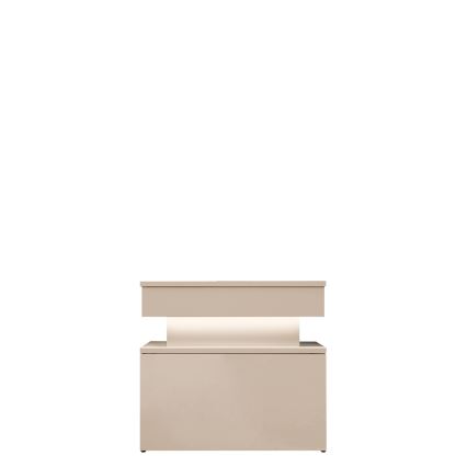 Mesita de noche con iluminación LED GLOSSA, 55 x 51 cm, beige