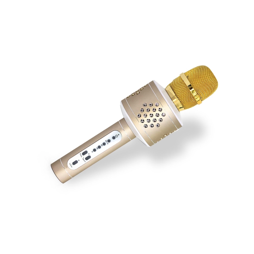 Micrófono de karaoke Bluetooth 6W/5V 1500 mAh dorado