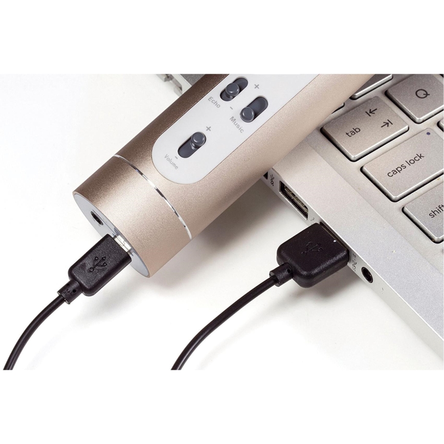Micrófono de karaoke Bluetooth 6W/5V 1500 mAh dorado