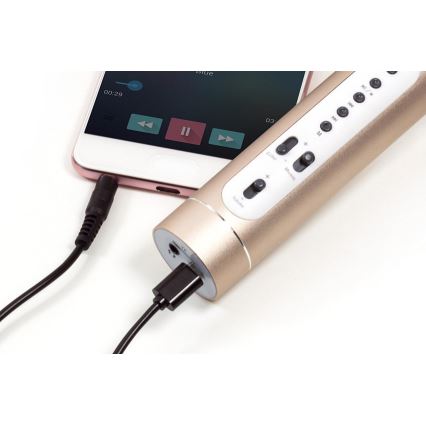 Micrófono de karaoke Bluetooth 6W/5V 1500 mAh dorado