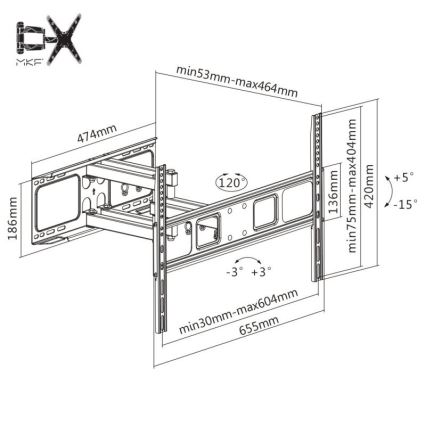 MK FLORIA MKF-17DP641 - Soporte de pared para TV con junta 80 negro
