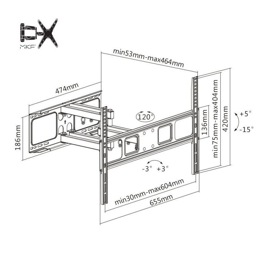MK FLORIA MKF-17DP641 - Soporte de pared para TV con junta 80 negro