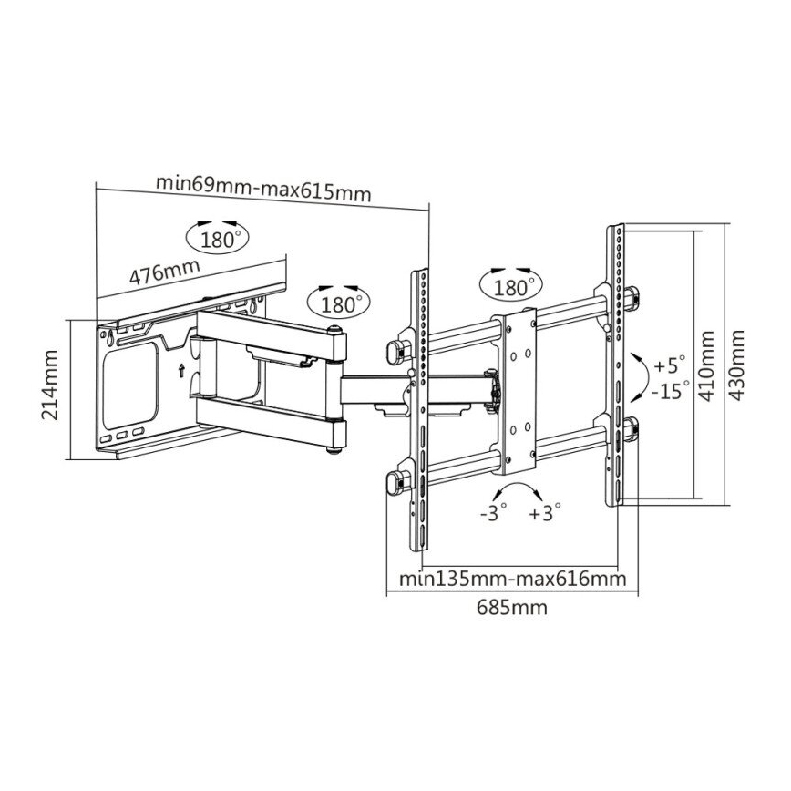 MK FLORIA MKF-20DP646 - Soporte de pared para TV con junta 80 negro