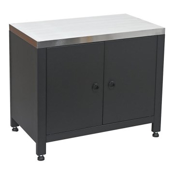 Módulo exterior: armario inferior para parrilla 80x47x69 cm negro/acero inoxidable