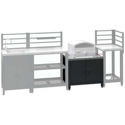 Módulo exterior: armario inferior para parrilla 80x47x69 cm negro/acero inoxidable