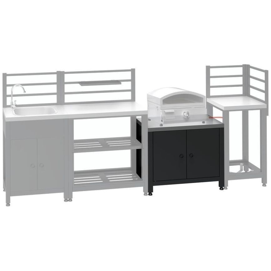 Módulo exterior: armario inferior para parrilla 80x47x69 cm negro/acero inoxidable