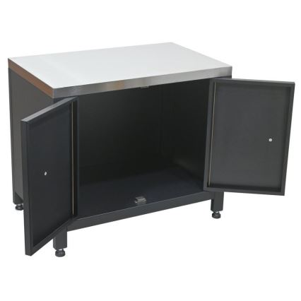 Módulo exterior: armario inferior para parrilla 80x47x69 cm negro/acero inoxidable
