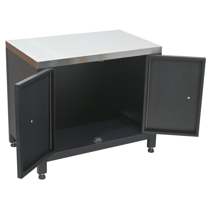Módulo exterior: armario inferior para parrilla 80x47x69 cm negro/acero inoxidable