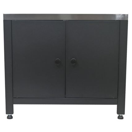 Módulo exterior: armario inferior para parrilla 80x47x69 cm negro/acero inoxidable