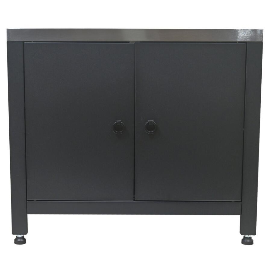 Módulo exterior: armario inferior para parrilla 80x47x69 cm negro/acero inoxidable
