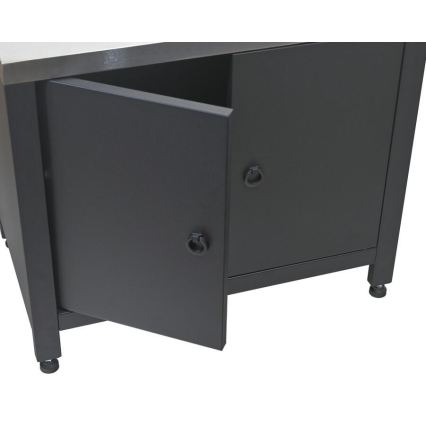 Módulo exterior: armario inferior para parrilla 80x47x69 cm negro/acero inoxidable