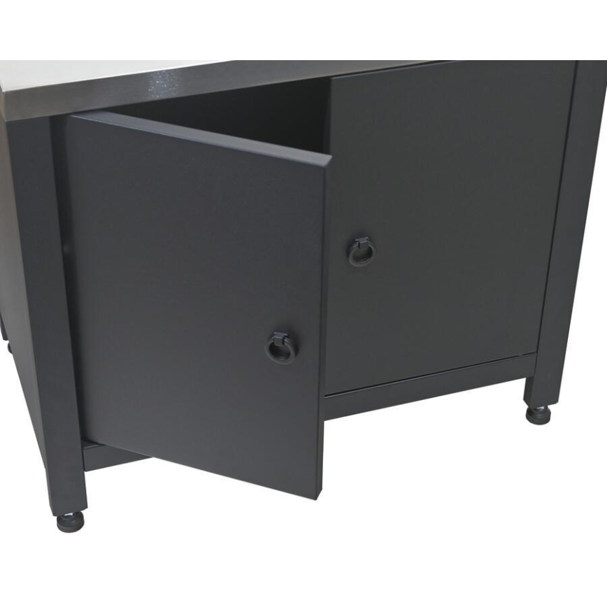 Módulo exterior: armario inferior para parrilla 80x47x69 cm negro/acero inoxidable