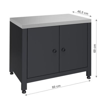 Módulo exterior: armario inferior para parrilla 80x47x69 cm negro/acero inoxidable