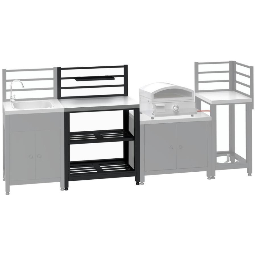 Módulo exterior para mesa 80x47x123 cm negro/acero inoxidable