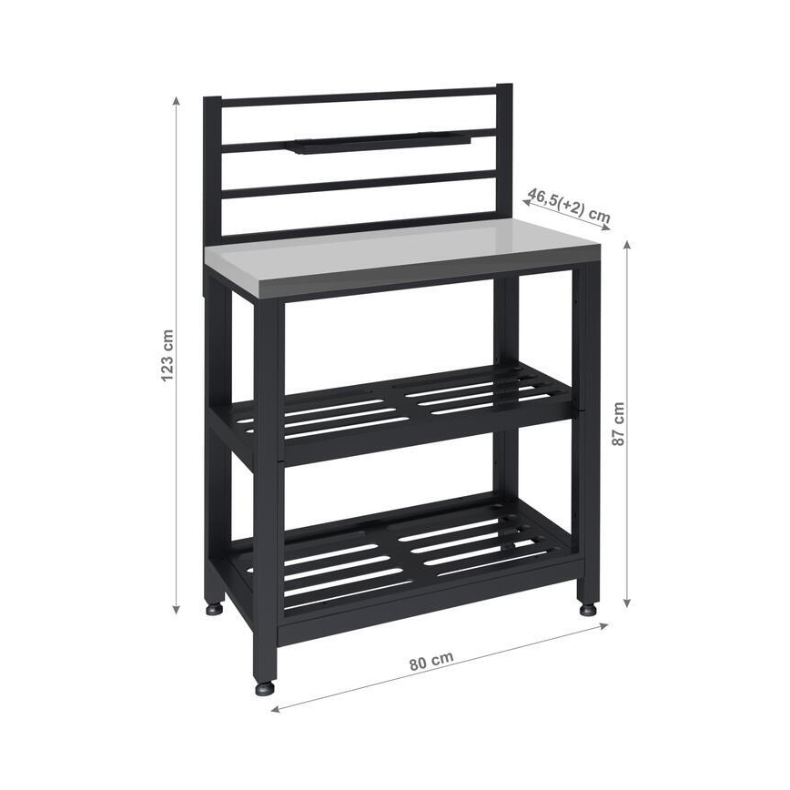 Módulo exterior para mesa 80x47x123 cm negro/acero inoxidable