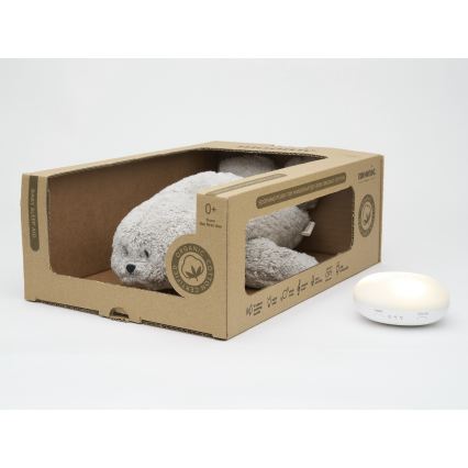 Moonie - peluche para dormir con melodía y luz, foca gris orgánica