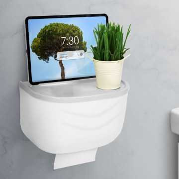 Mueble con soporte para papel higiénico 21 x 13,5 cm blanco/gris