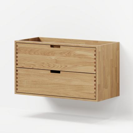 Mueble de baño con lavabo GRIBSKOV 100 cm beige/roble/blanco