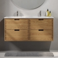 Mueble de baño con lavabo GRIBSKOV 120 cm beige/roble/blanco