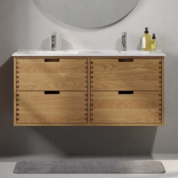 Mueble de baño con lavabo GRIBSKOV 120 cm beige/roble/blanco
