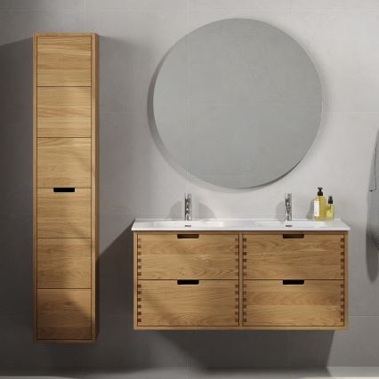 Mueble de baño con lavabo GRIBSKOV 120 cm beige/roble/blanco