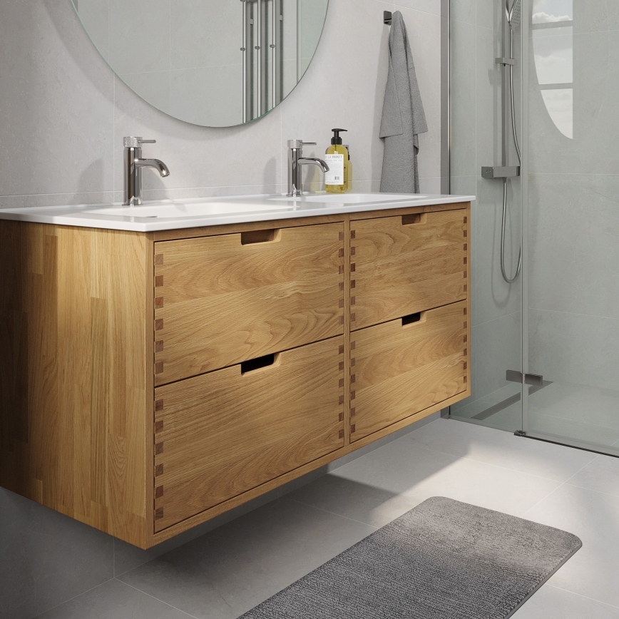 Mueble de baño con lavabo GRIBSKOV 120 cm beige/roble/blanco