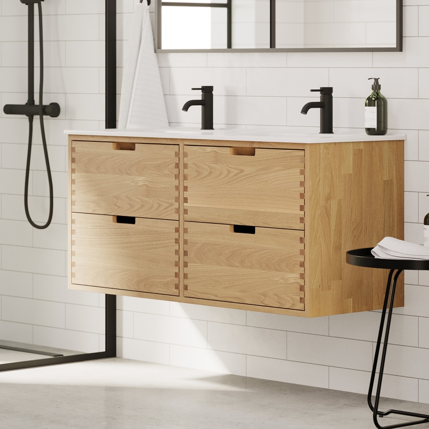 Mueble de baño con lavabo GRIBSKOV 120 cm beige/roble/blanco