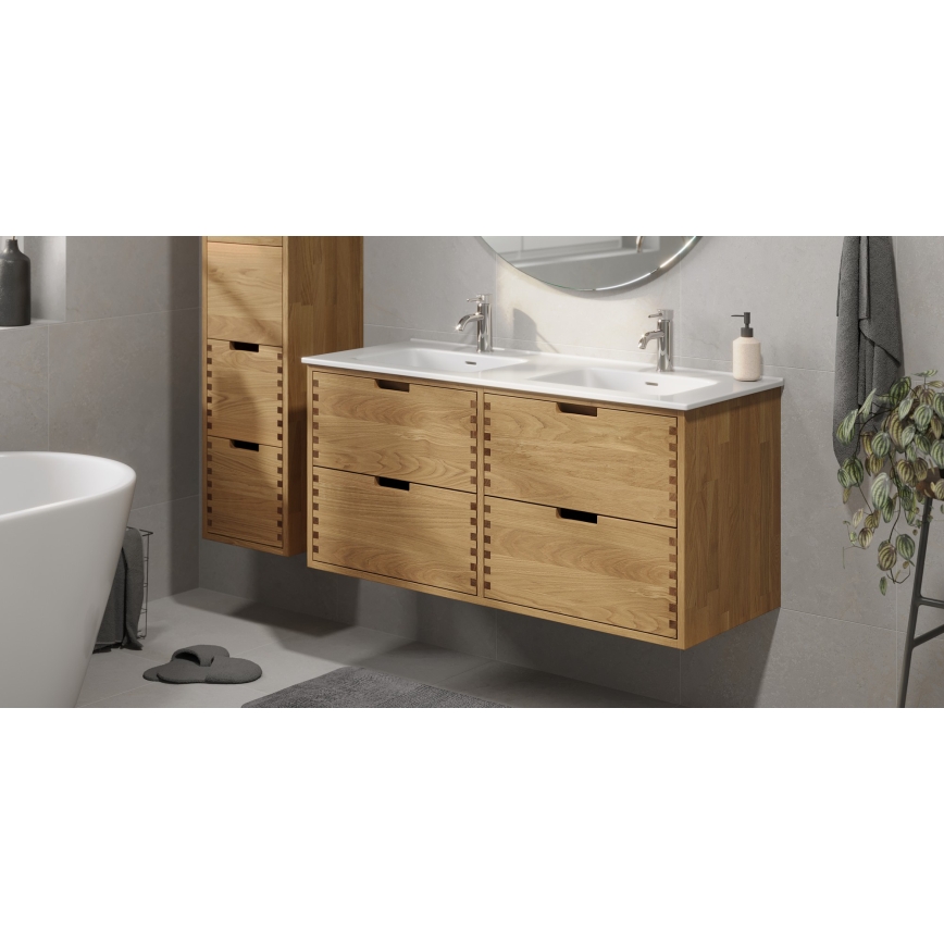 Mueble de baño con lavabo GRIBSKOV 120 cm beige/roble/blanco