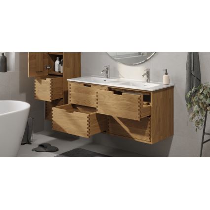 Mueble de baño con lavabo GRIBSKOV 120 cm beige/roble/blanco