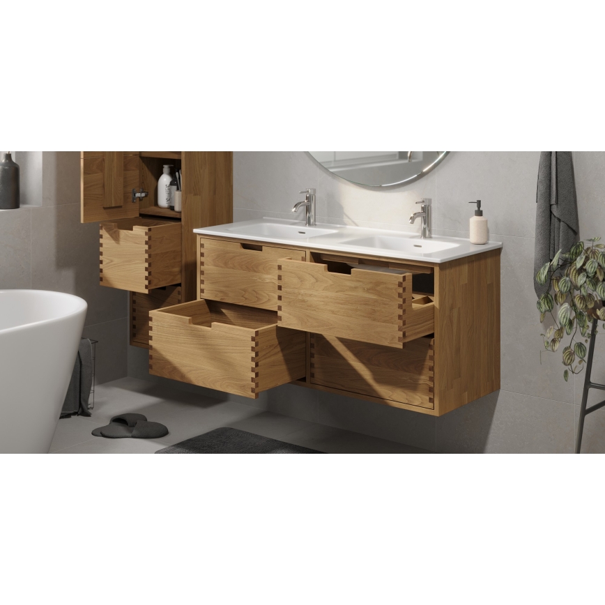 Mueble de baño con lavabo GRIBSKOV 120 cm beige/roble/blanco