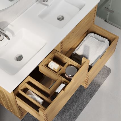 Mueble de baño con lavabo GRIBSKOV 120 cm beige/roble/blanco