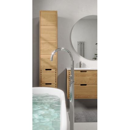 Mueble de baño con lavabo GRIBSKOV 120 cm beige/roble/blanco