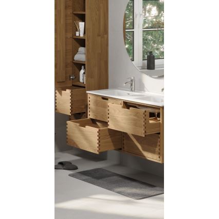Mueble de baño con lavabo GRIBSKOV 120 cm beige/roble/blanco