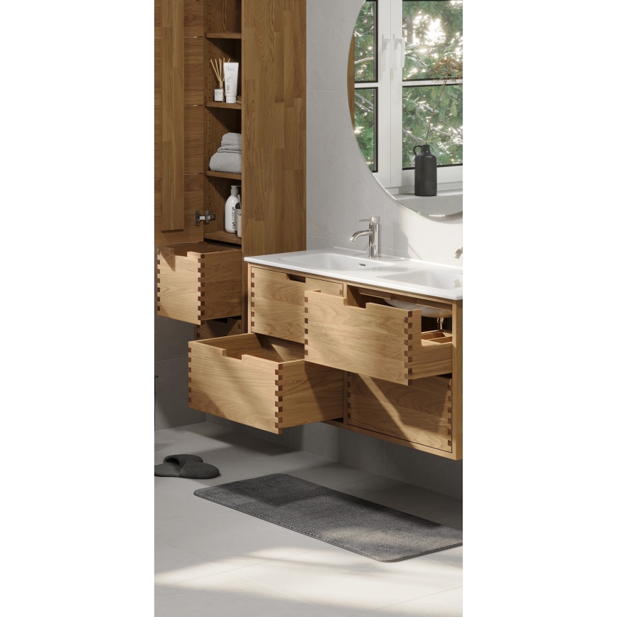 Mueble de baño con lavabo GRIBSKOV 120 cm beige/roble/blanco