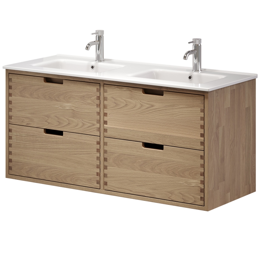 Mueble de baño con lavabo GRIBSKOV 120 cm beige/roble/blanco